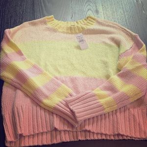 American Eagle pink/yellow sweater XS NWT